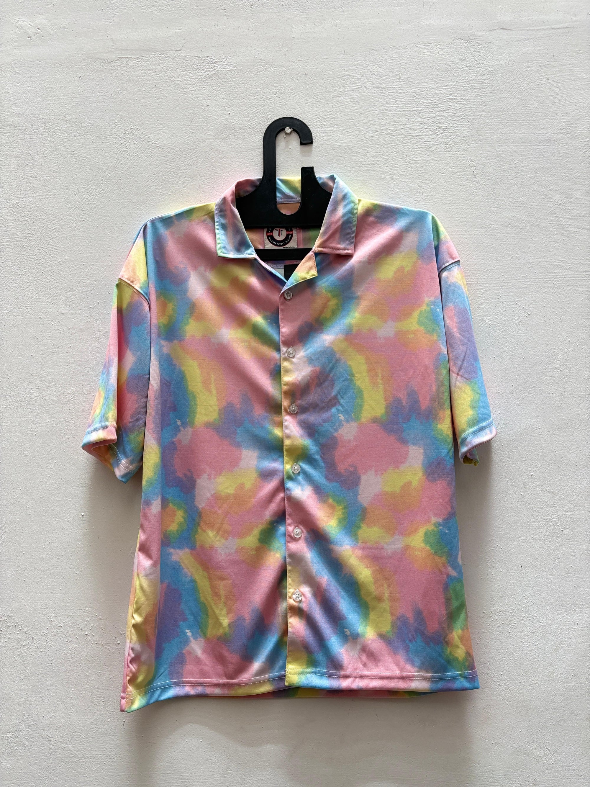 Men’s Tie-Dye Button-Up Shirt – Pastel Summer Edition
